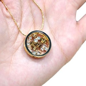 Brown Topaz Round Pendant Gold Necklace